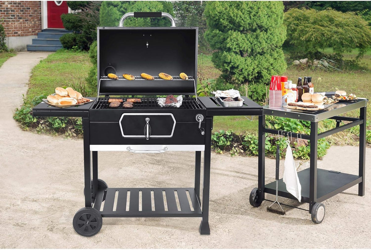 30-Inch Charcoal Grill BBQ Smoker Black T247647