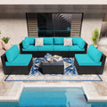 7 Pieces Black Wicker Outdoor Sectional Sofa Set O672233