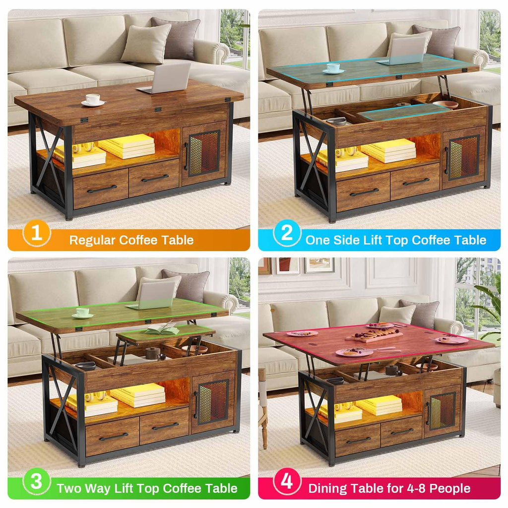 40" Lift Top Coffee Table with Storage Cabinet A735