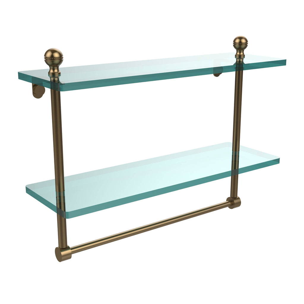 Brushed Bronze Two Tiered Glass Shelf with Integrated Towel Bar N157