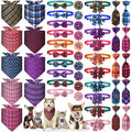 50 Pcs Plaid Dog Bandana Collar Set N38116