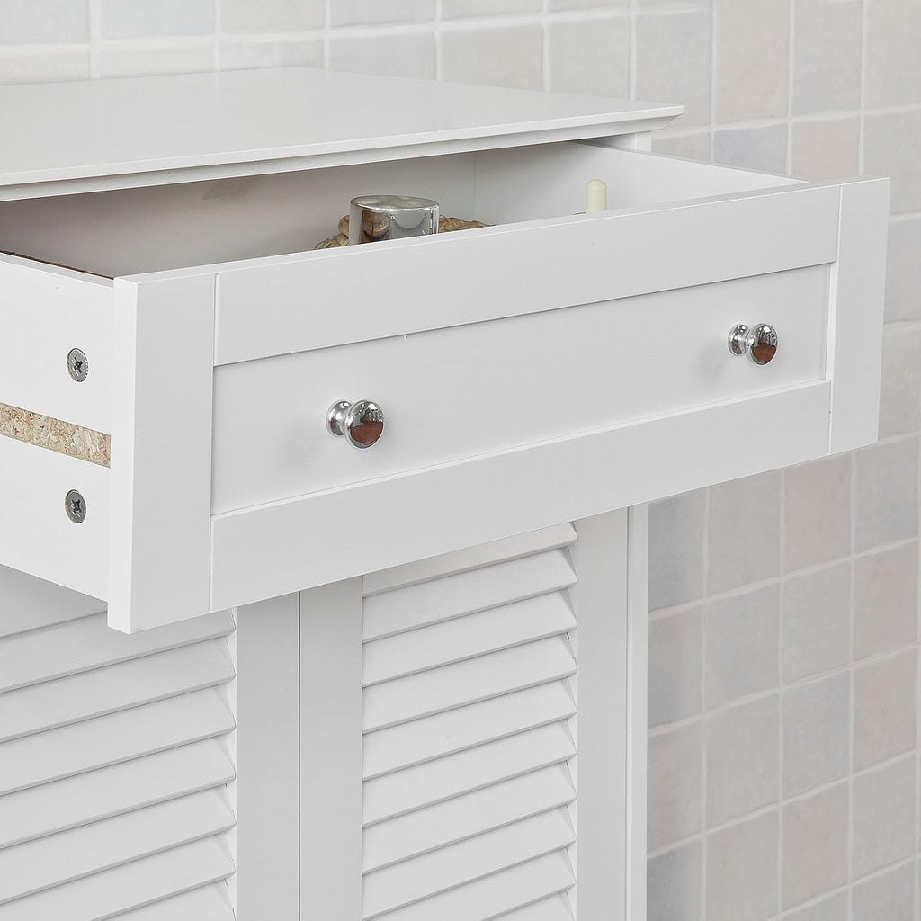 White Bathroom Vanity Set with Drawer and Double Shutter Door G638