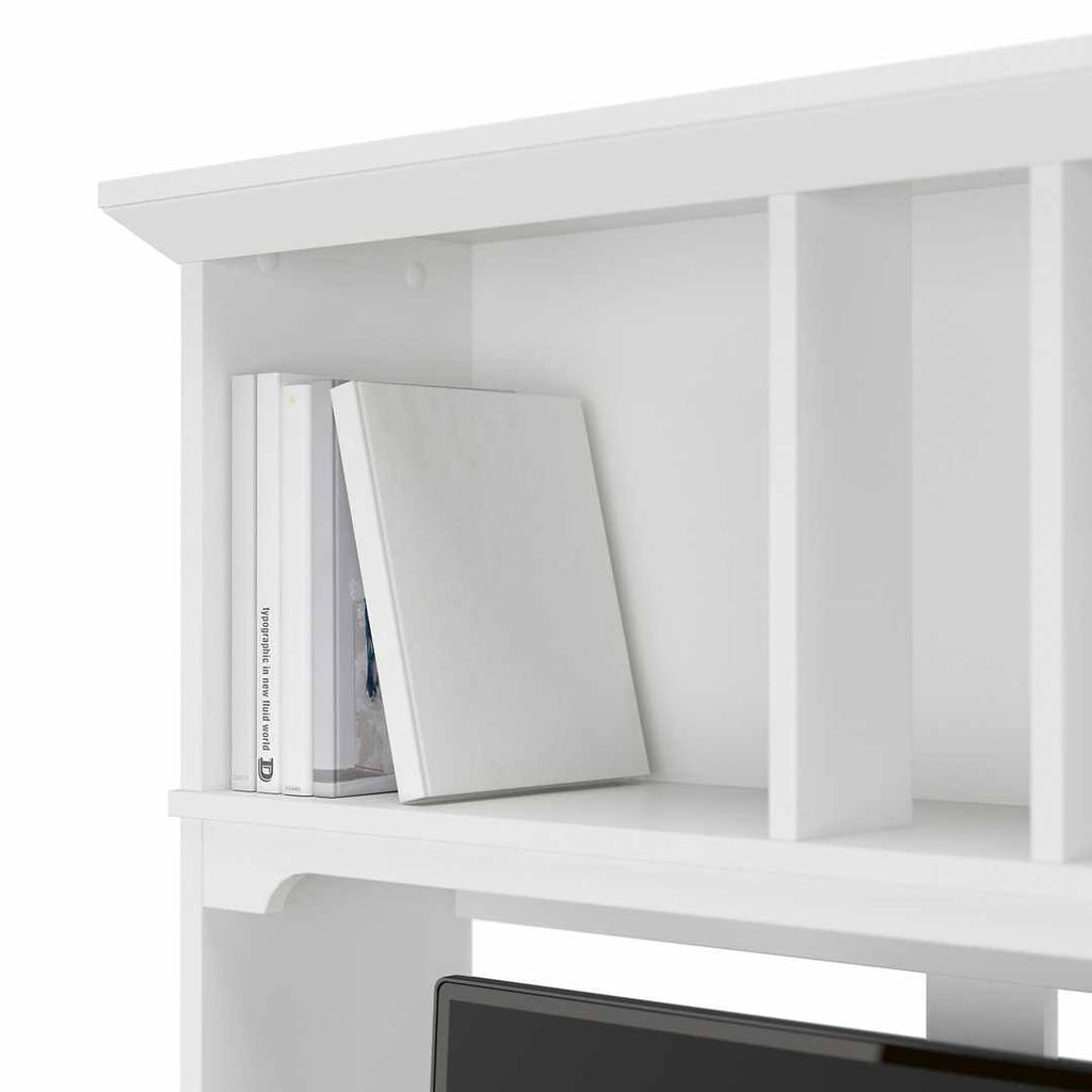 Pure White and Shiplap Gray L Shaped Desk with Hutch A744566