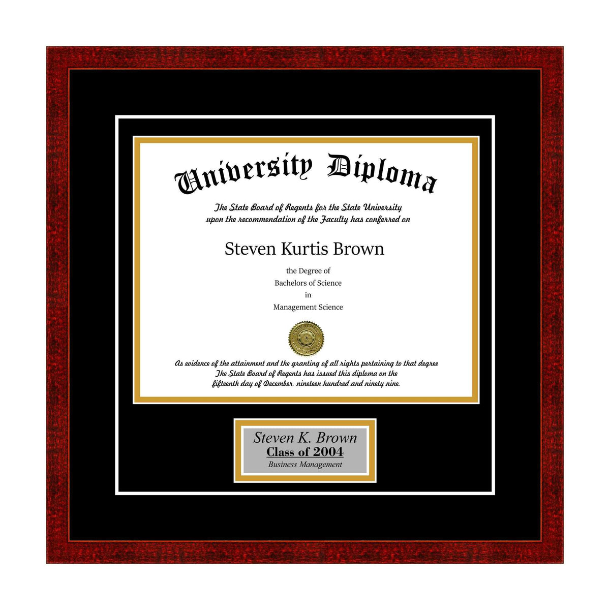 Black 3/4x22 Single Diploma Frame with Double Matting W458