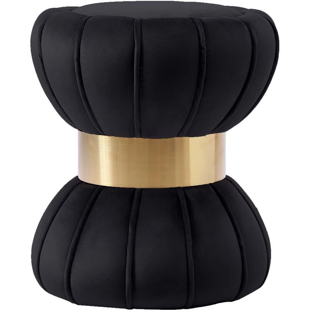 Black Velvet Ottoman Stool N75328