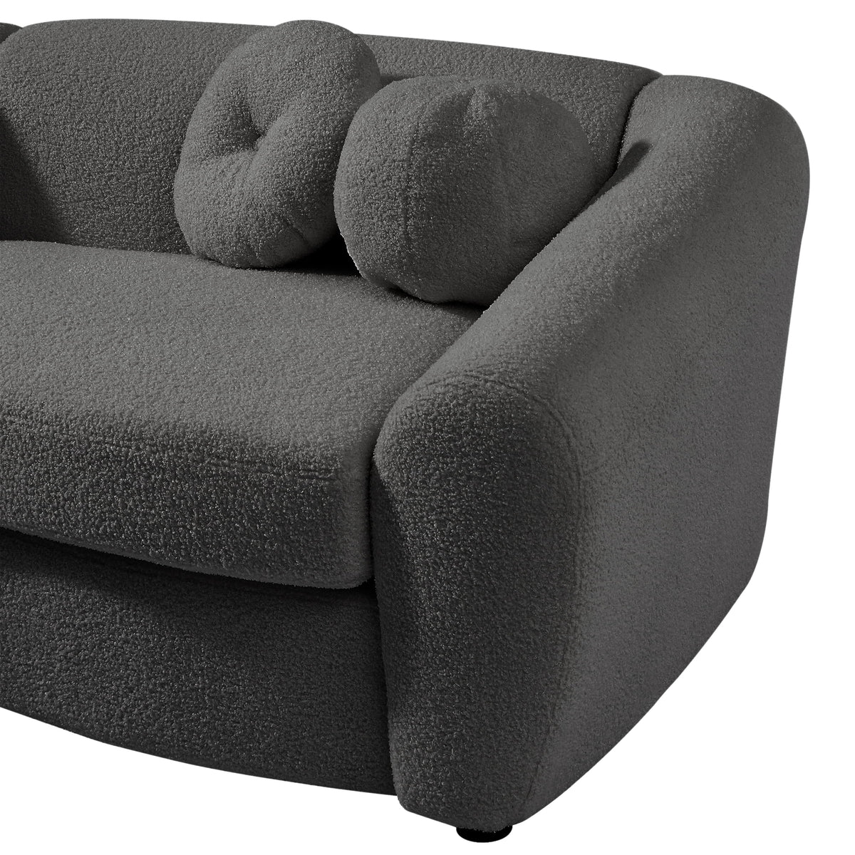 87.7" Gray Teddy Upholstered 3 Seater Sofa with 5 Pillows K188717