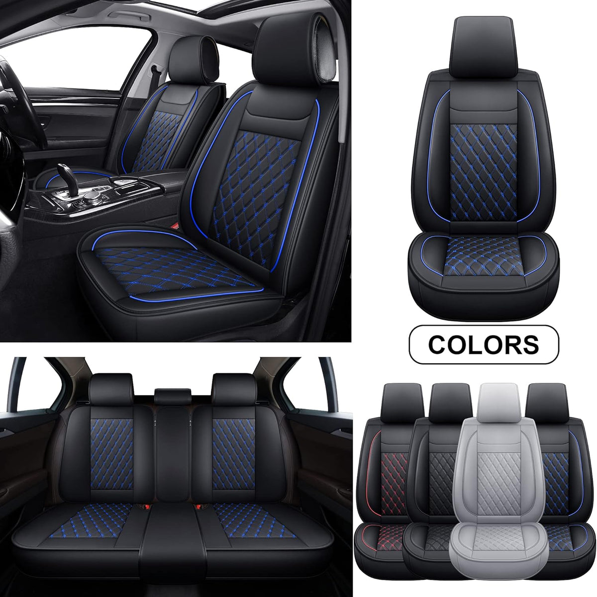 Full Set Faux Leather Car Seat Covers Y1271