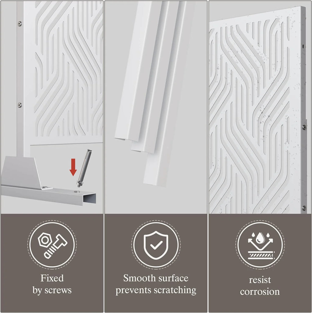 White Freestanding Metal Privacy Screen L315542