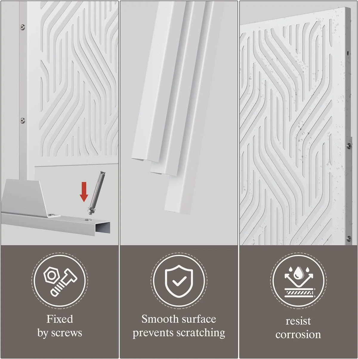 White Freestanding Metal Privacy Screen L315542