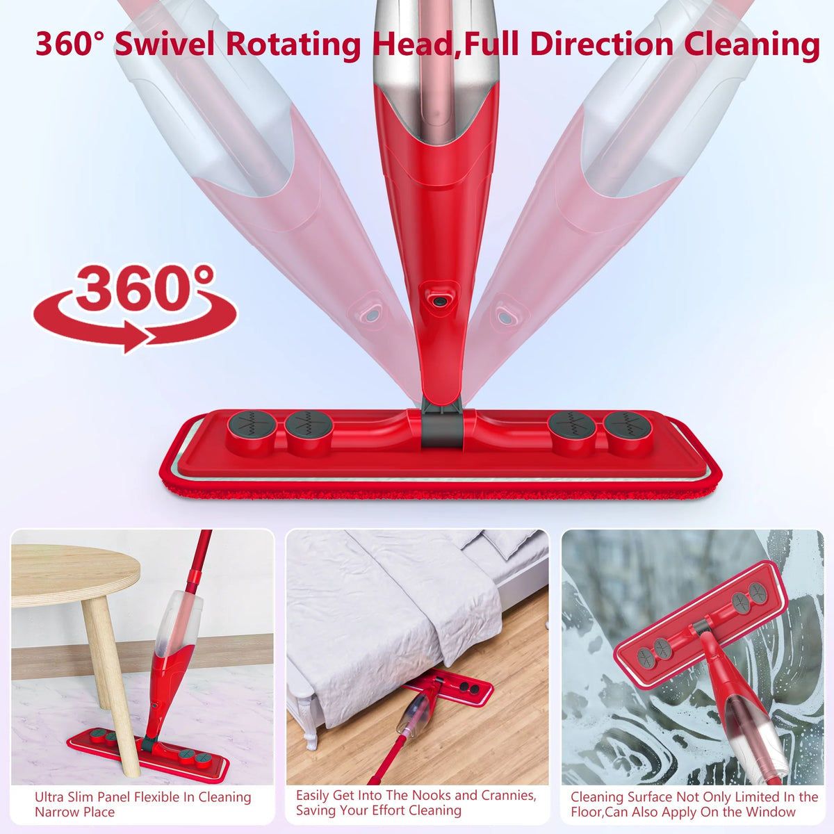 Microfiber Spray Mop with 3 Washable Pads X788524