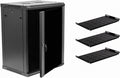 15U Wallmount Cabinet Enclosure 19-Inch Server Network Rack with Locking Glass Door Black with Shelves P345594