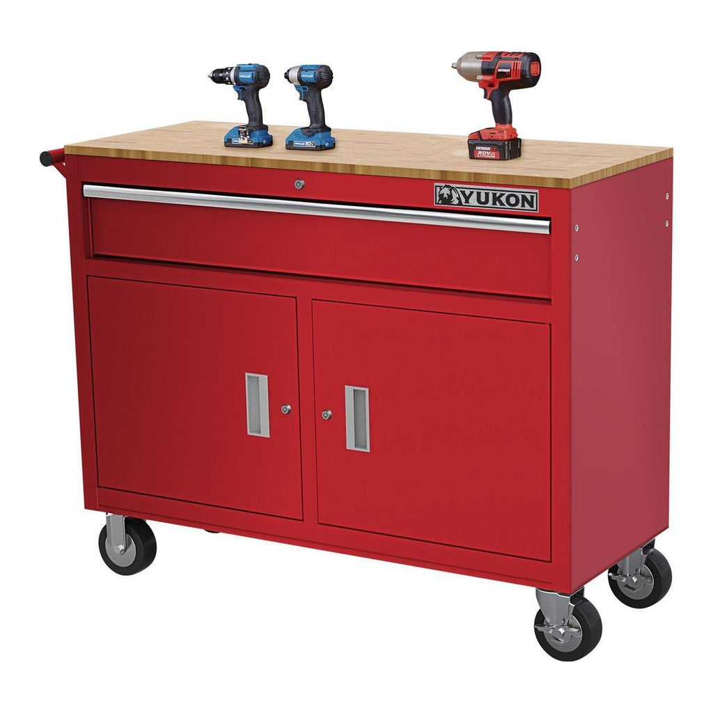 46 in. Mobile Workbench with Solid Wood Top O606312