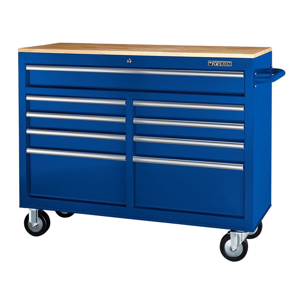Black 9-Drawer Mobile Storage Cabinet with Solid Wood Top P115717