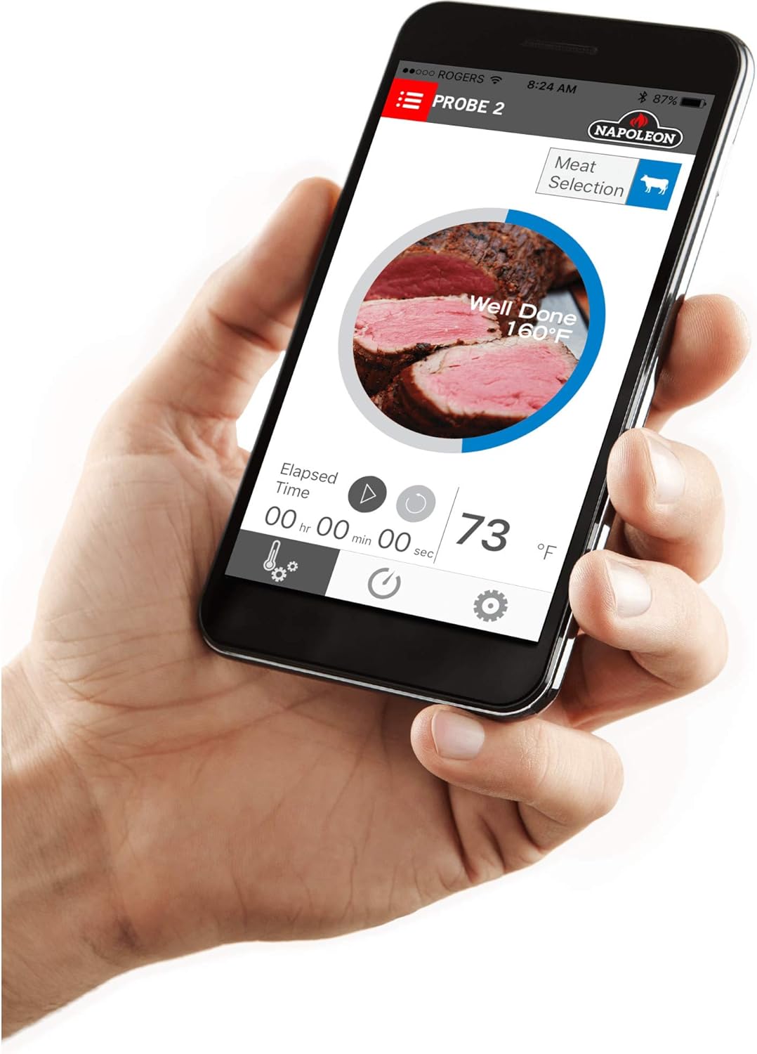 Black and Grey Bluetooth Grill Thermometer U965251
