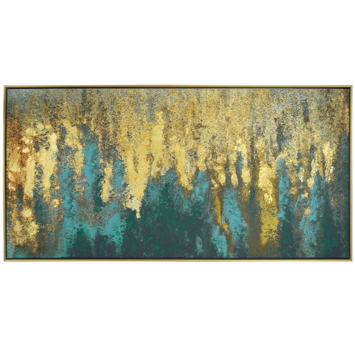 Liquid Gold Abstract Framed Embellished Foiled Canvas X370