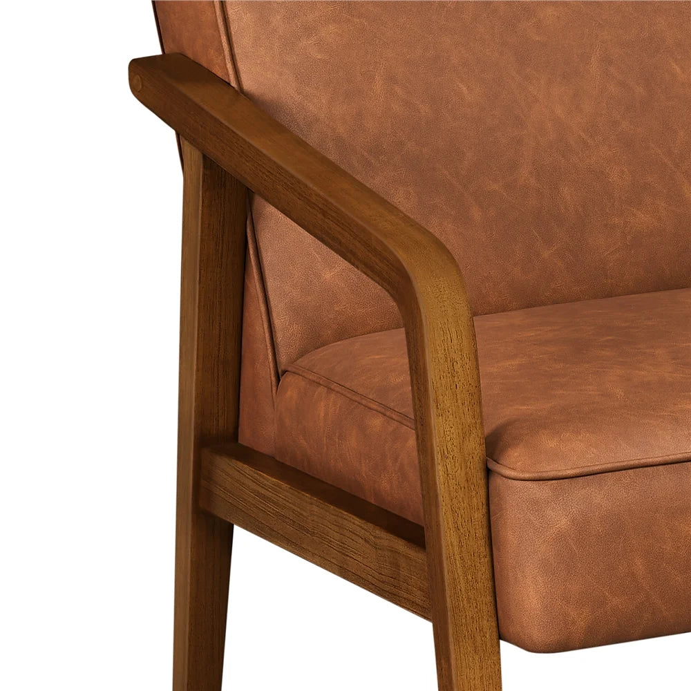 Light Brown Faux Leather Armchair A14784
