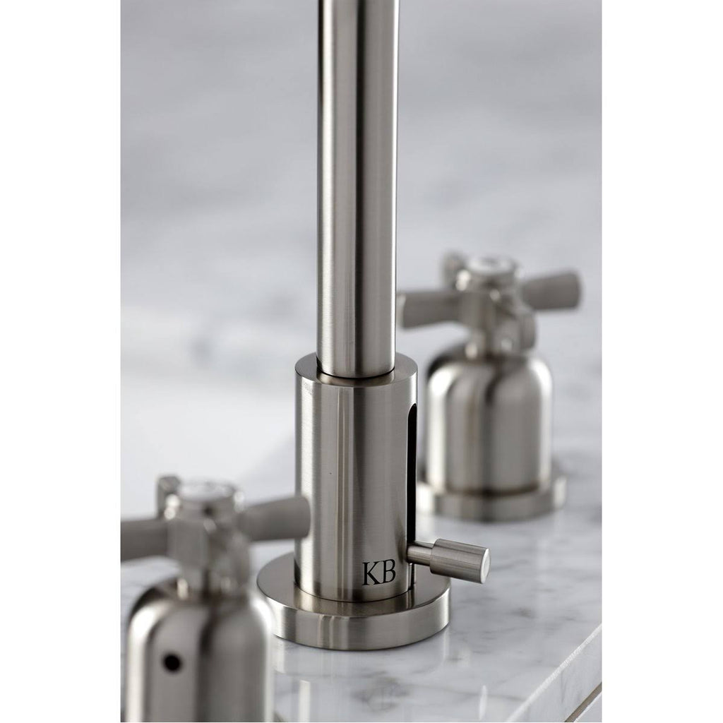 Matte Black Widespread Bathroom Faucet with Brass Pop-Up X7850