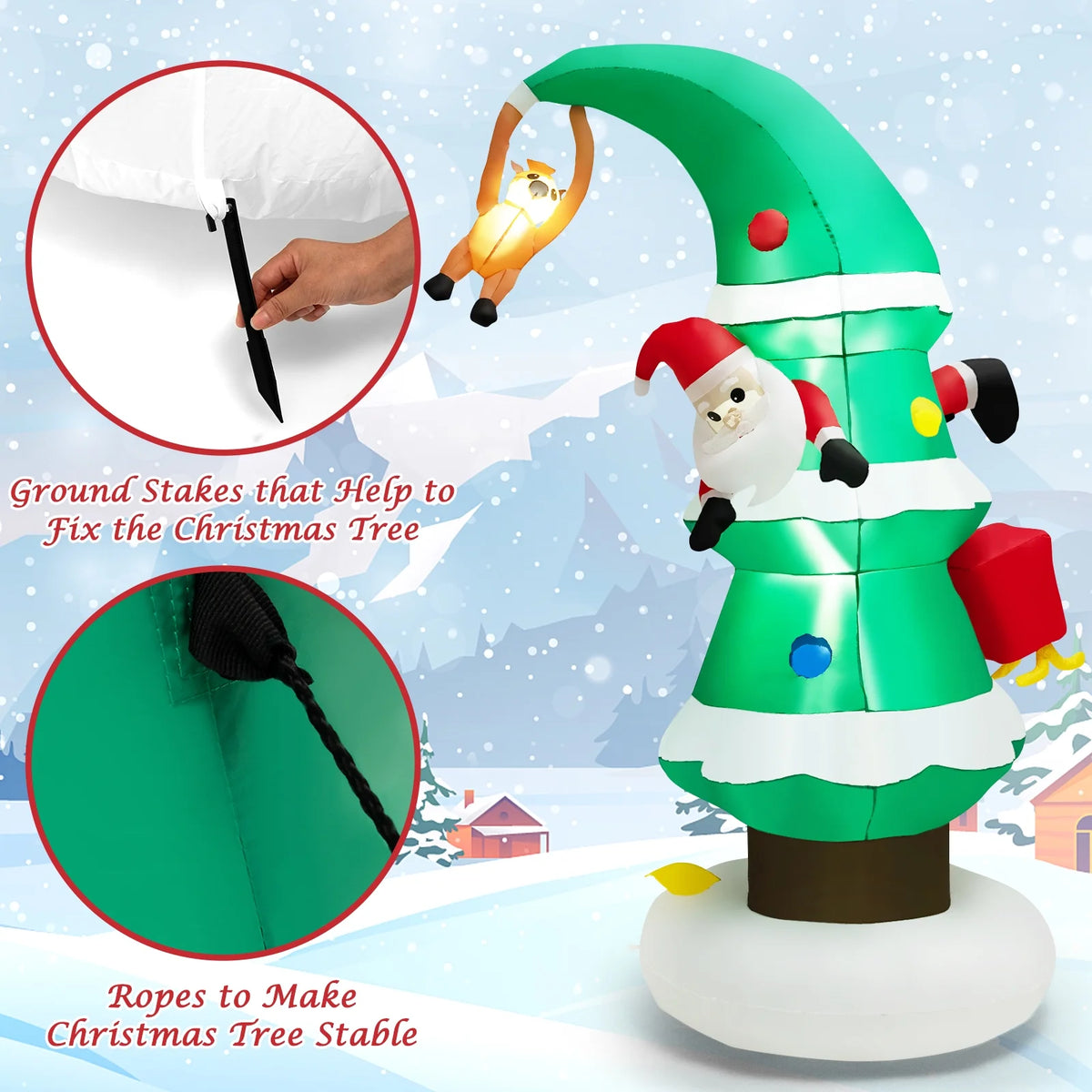 8 FT Inflatable Christmas Tree with Santa Claus A891916