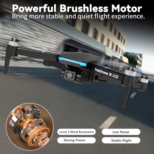 Drone with Camera, LCD Screen Remote Control, Brushless Motor, Foldable D438