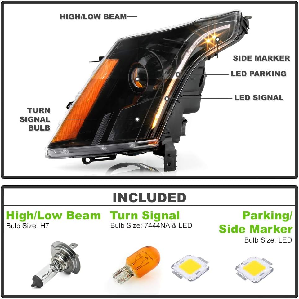 Black Housing Projector Headlights with LED Tube O2855