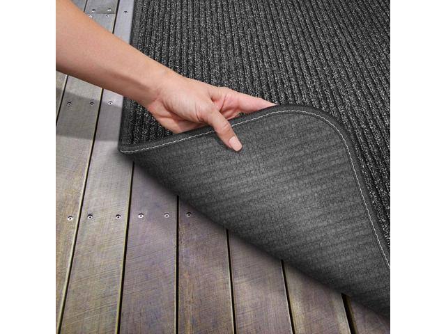 Charcoal Black Skid-Resistant Heavy-Duty Carpet Runner U982323