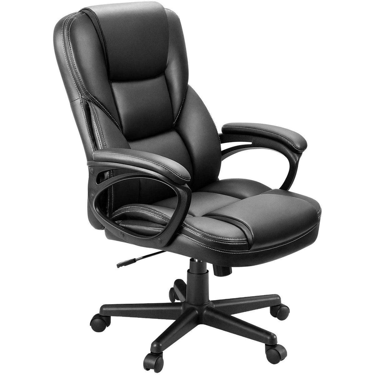 Black Faux Leather High-Back Executive Office Chair with Lumbar Support P869