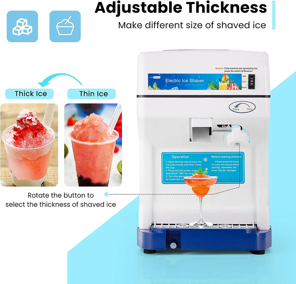 Blue Electric Ice Crusher Snow Cone Machine 265lbs/hr D436899