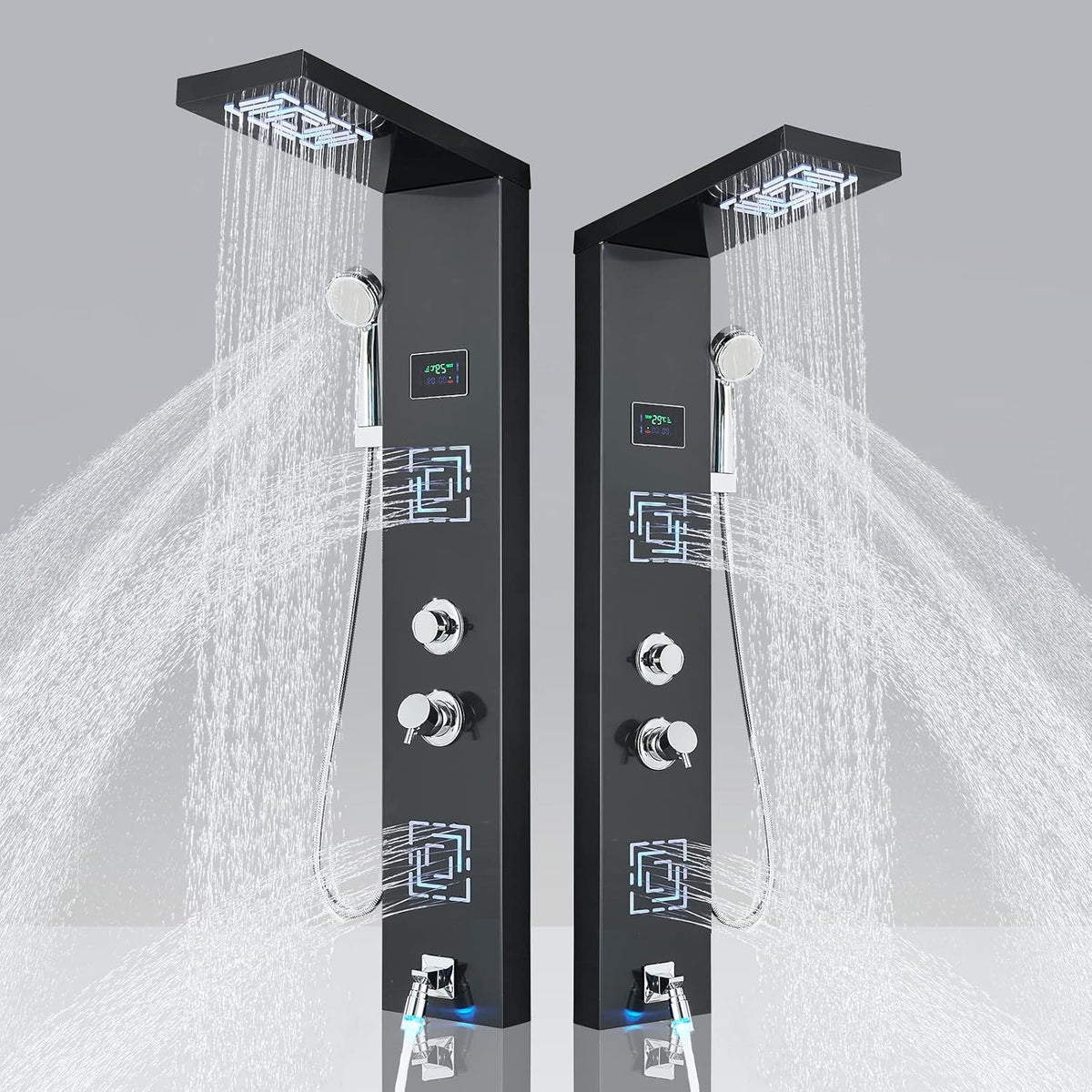 LED Shower Panel Tower System with Body Massage Jets, Rainfall Shower Head, Handheld Sprayer, Tub Spout X499663