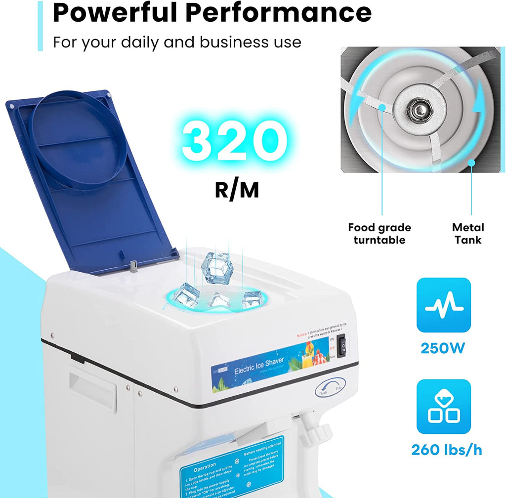 Blue Electric Ice Crusher Snow Cone Machine 265lbs/hr D436899