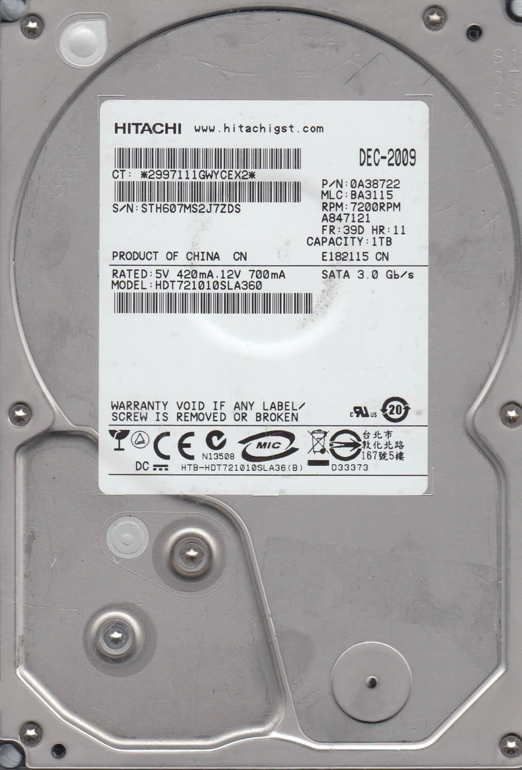 1TB SATA 3.5 Hard Drive X7343