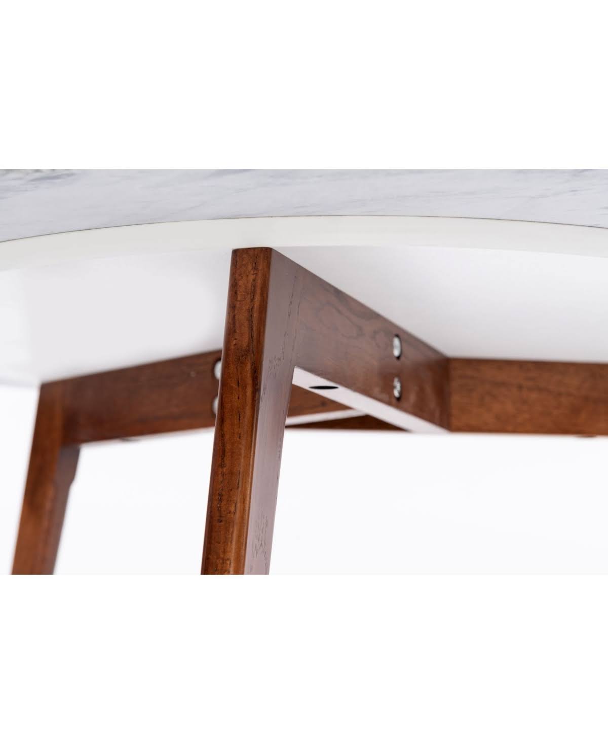 White Marble Side Table with Walnut Legs S2328