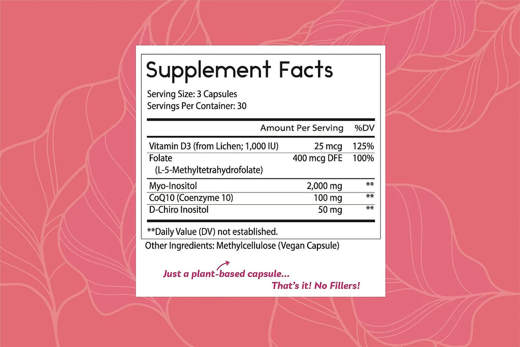 Inositol Blend Supplement with Folate and Vitamin D3, 90 Vegan Capsules A3609