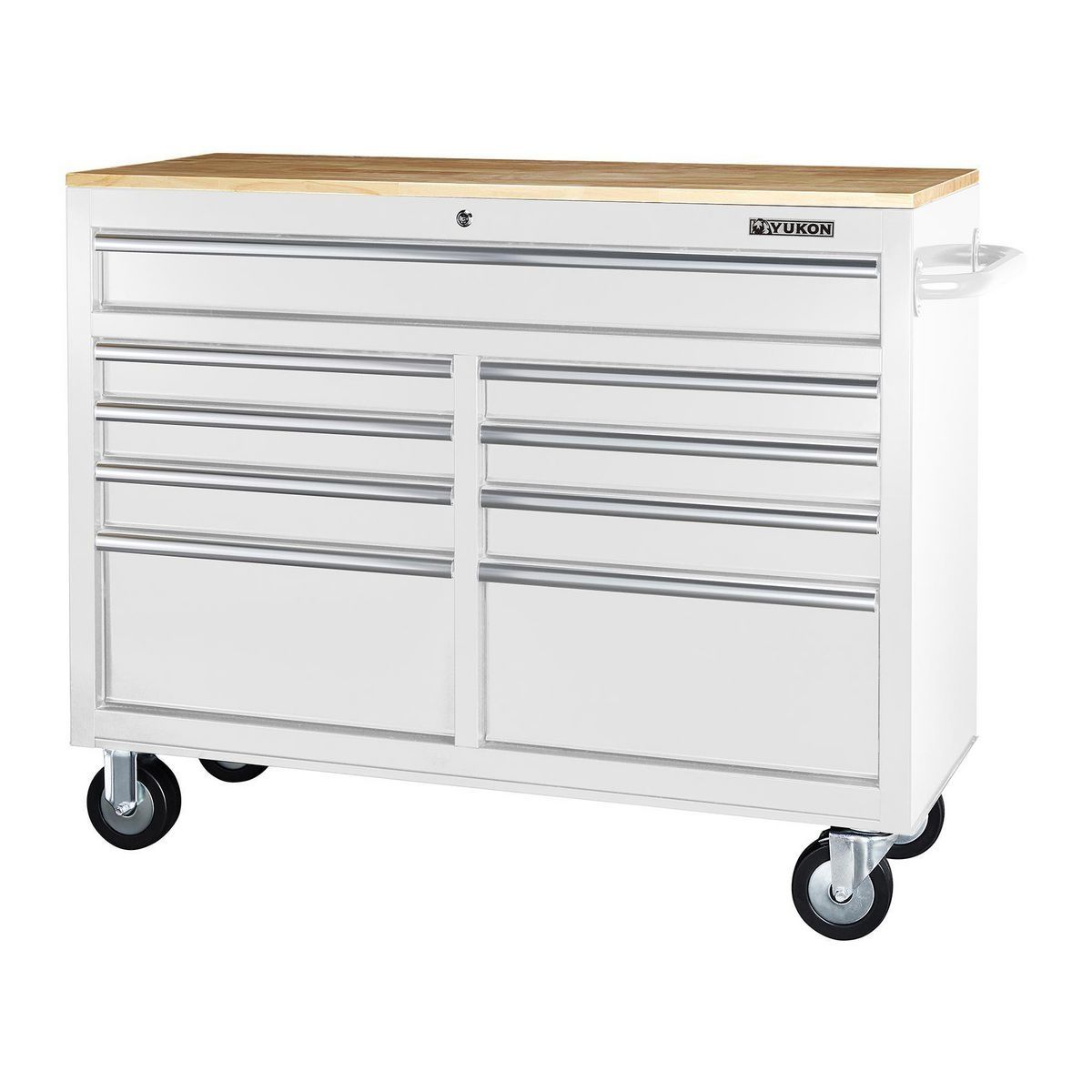 Black 9-Drawer Mobile Storage Cabinet with Solid Wood Top P115717