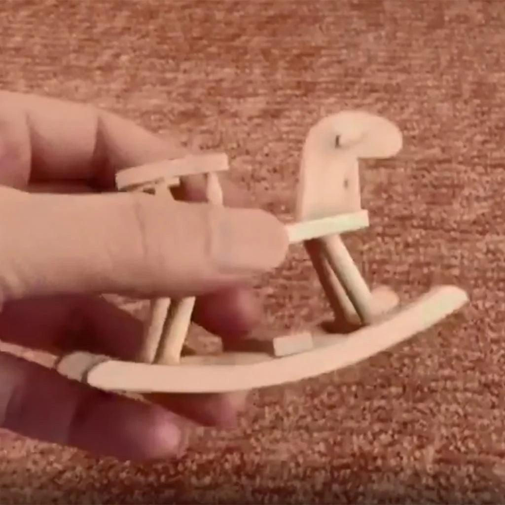 Dollhouse Unpainted Wooden Cockhorse Toy Furniture Model E270130