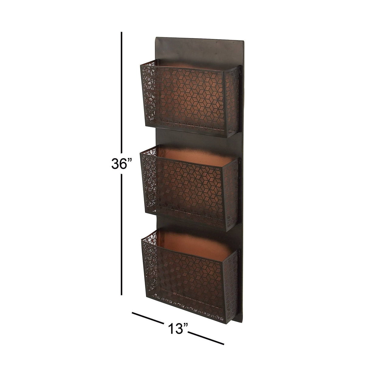 Metallic Black / Beige Wall Mounted 3 Pocket Letter Holder R663