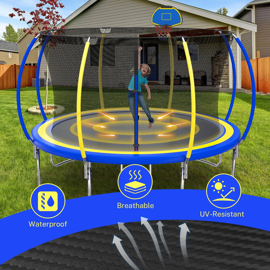 12FT Round Trampoline with Enclosure Net F424404