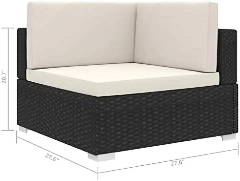 Gray Poly Rattan Sectional Corner Chair with Cushions G237