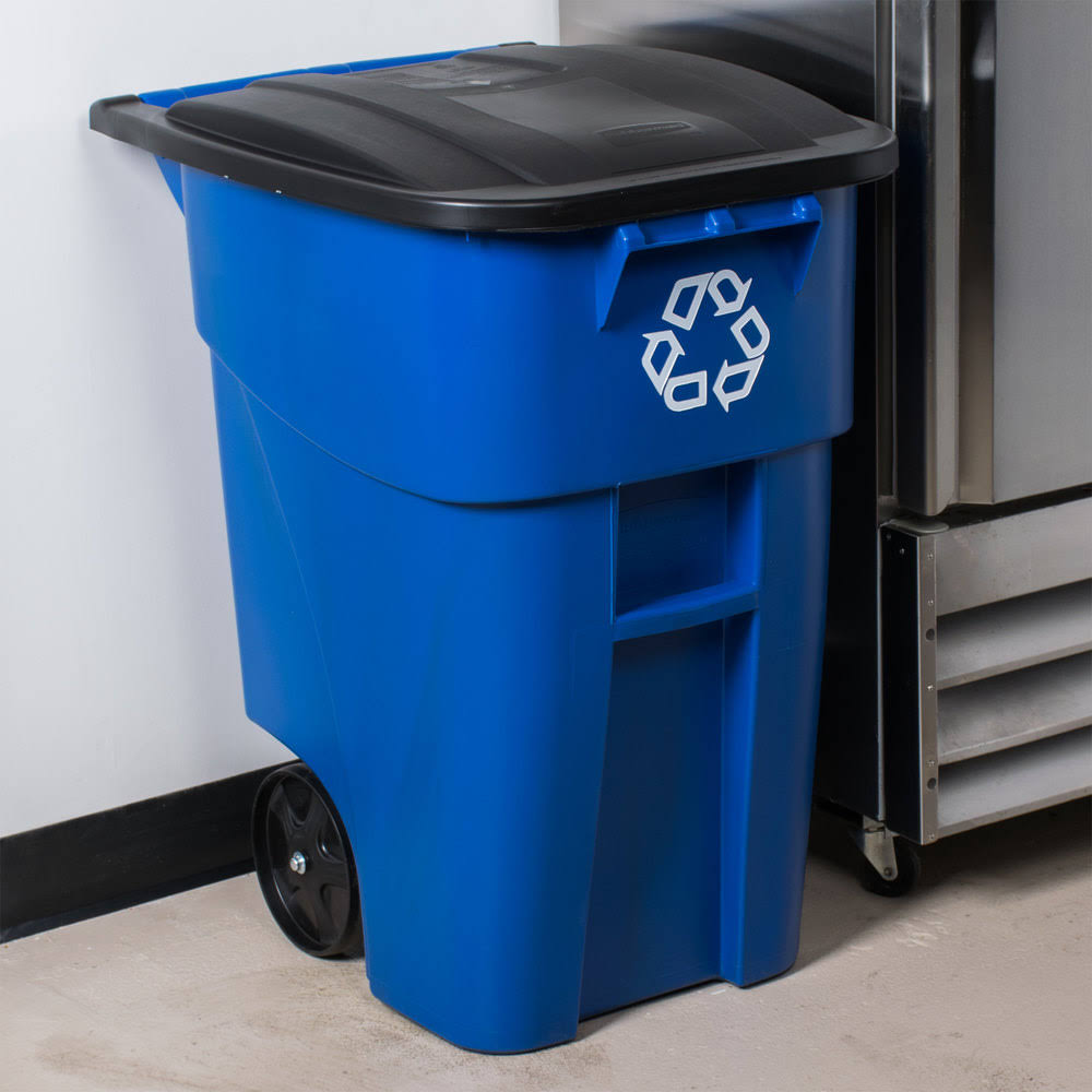 Blue 50 Gallon Recycling Rollout Container with Lid Y615444