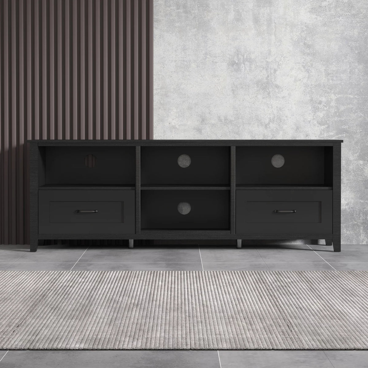 Black TV Stand with 2 Drawers and 4 Storage Compartments Z832