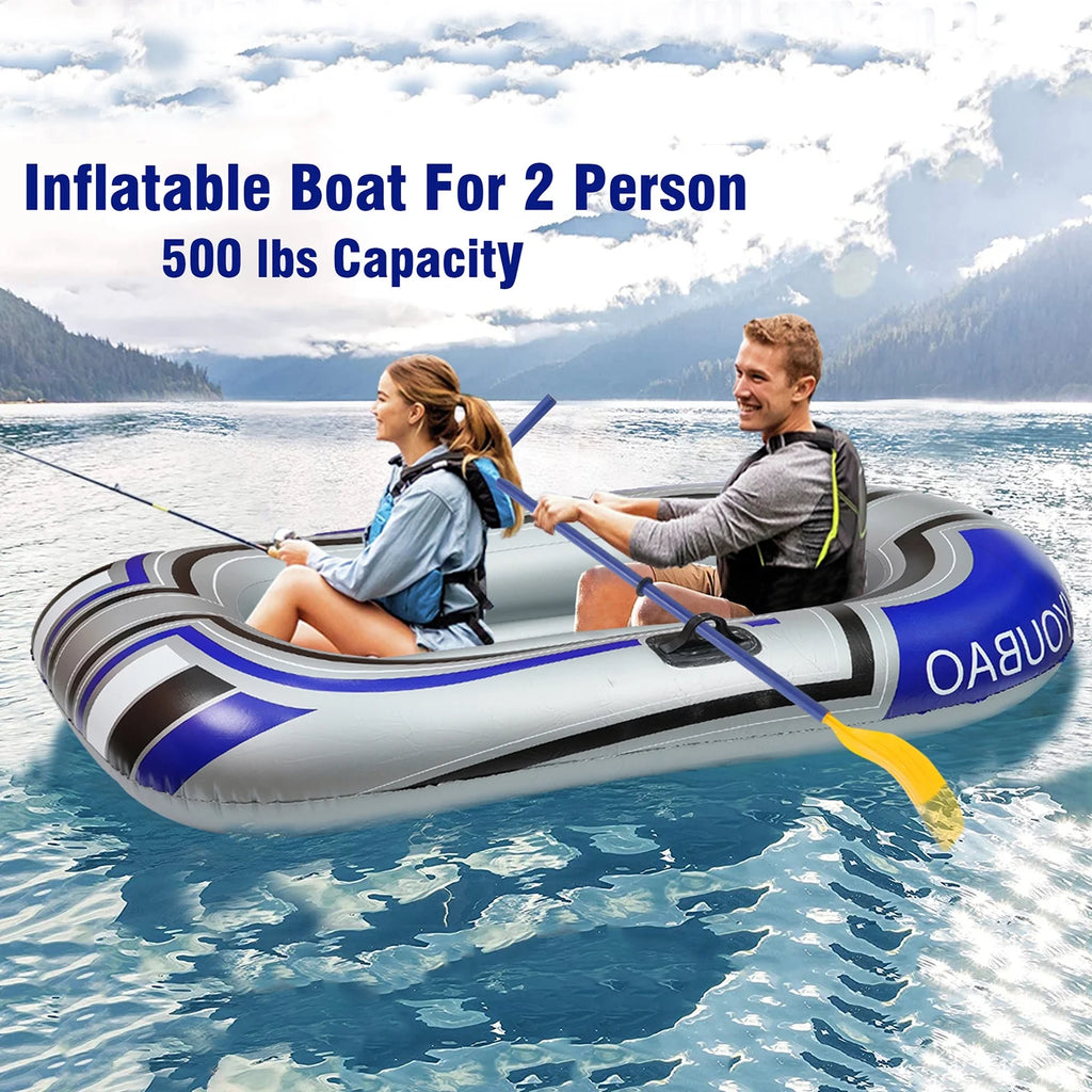 2 Person 74 inch Inflatable Fishing Boat with 2 Oars and Pump I474321
