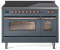 48 Induction Range with Electric Oven in Blue Grey with Copper Trim W125