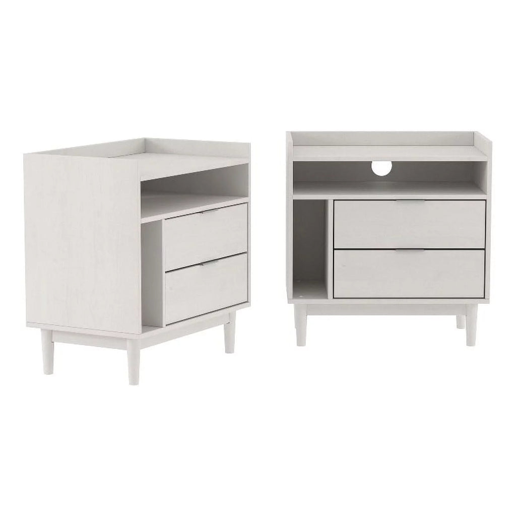 White 2 Drawer Solid Wood Night Stand 2PK R286020