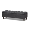 Charcoal Fabric Upholstered Wood Storage Bench Ottoman S9178
