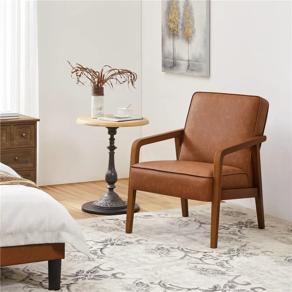 Light Brown Faux Leather Armchair A14784
