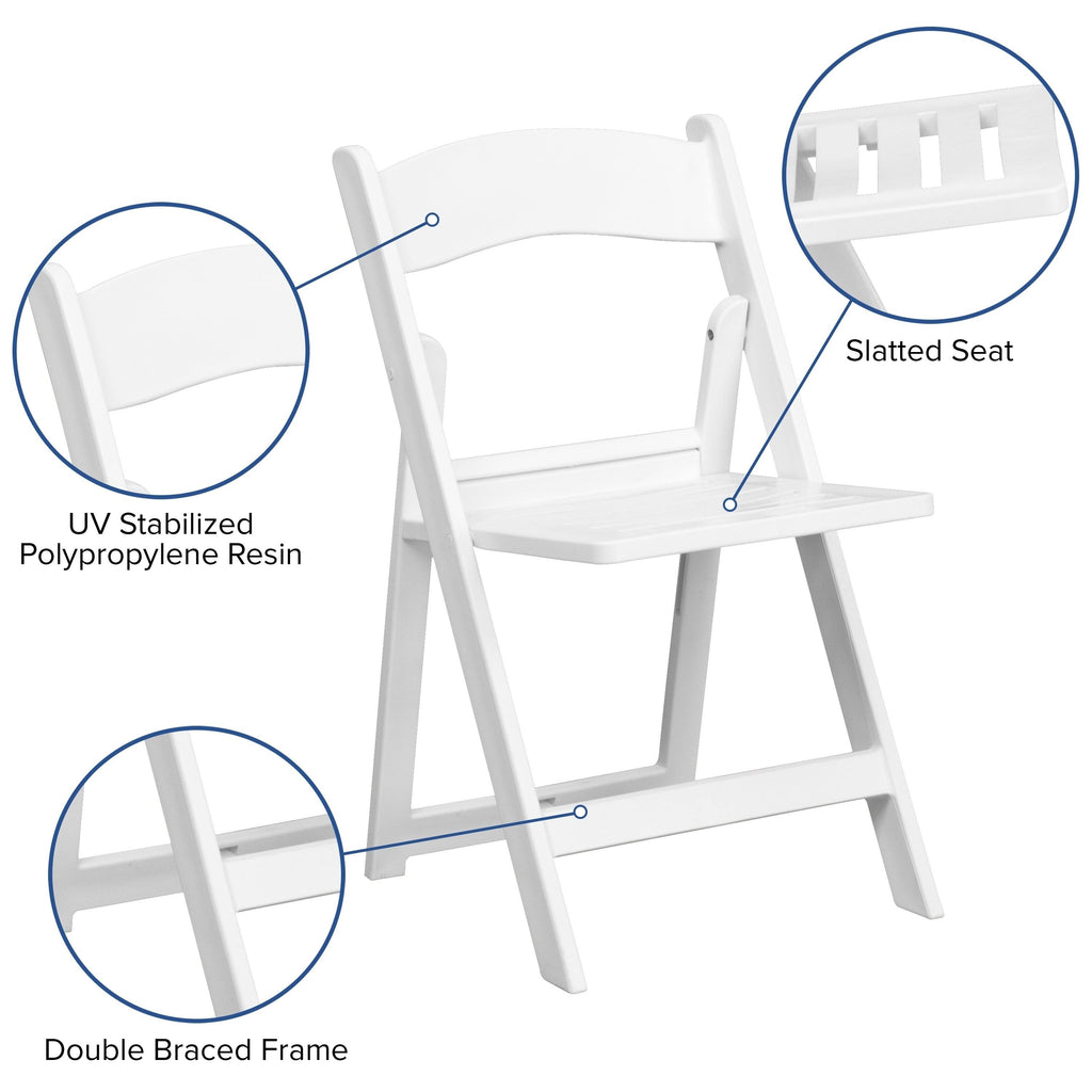 White Resin Folding Chair with Slatted Seat R92480