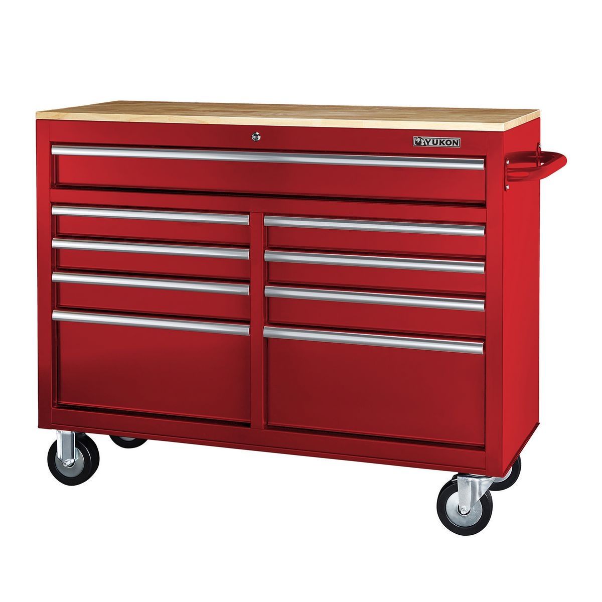 Black 9-Drawer Mobile Storage Cabinet with Solid Wood Top P115717