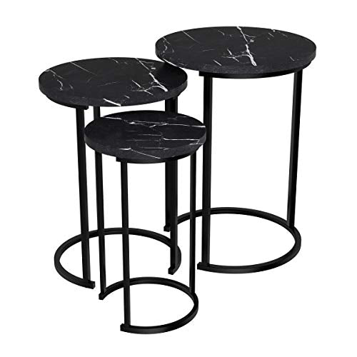 Set of 3 Round Faux Marble Nesting Tables D8756