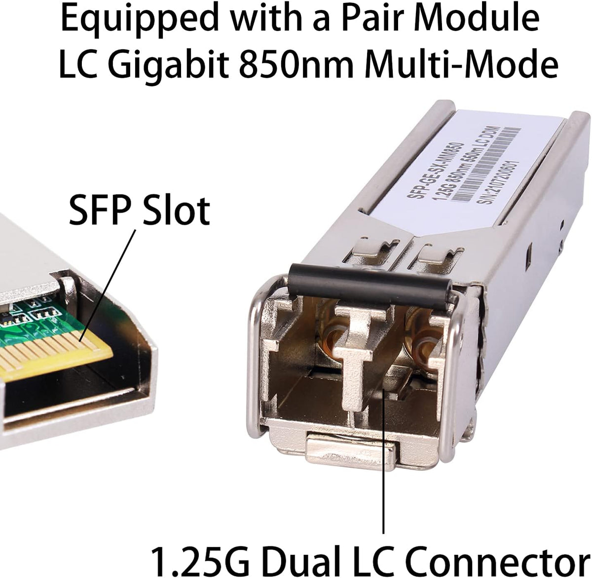 1.25G/s Bidi Gigabit Multi-Mode Fiber Ethernet Media Converter with 2PCS Bidi SFP LC Dual Transceiver Module, 10/100/1000Base-Tx to 1000Base-SX SMF RJ45 to SFP Slot, 550M, Pack of 2 Z379