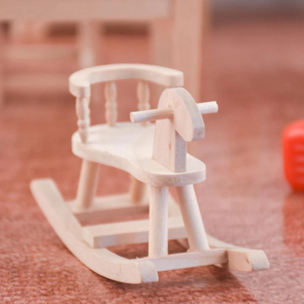 Dollhouse Unpainted Wooden Cockhorse Toy Furniture Model E270130
