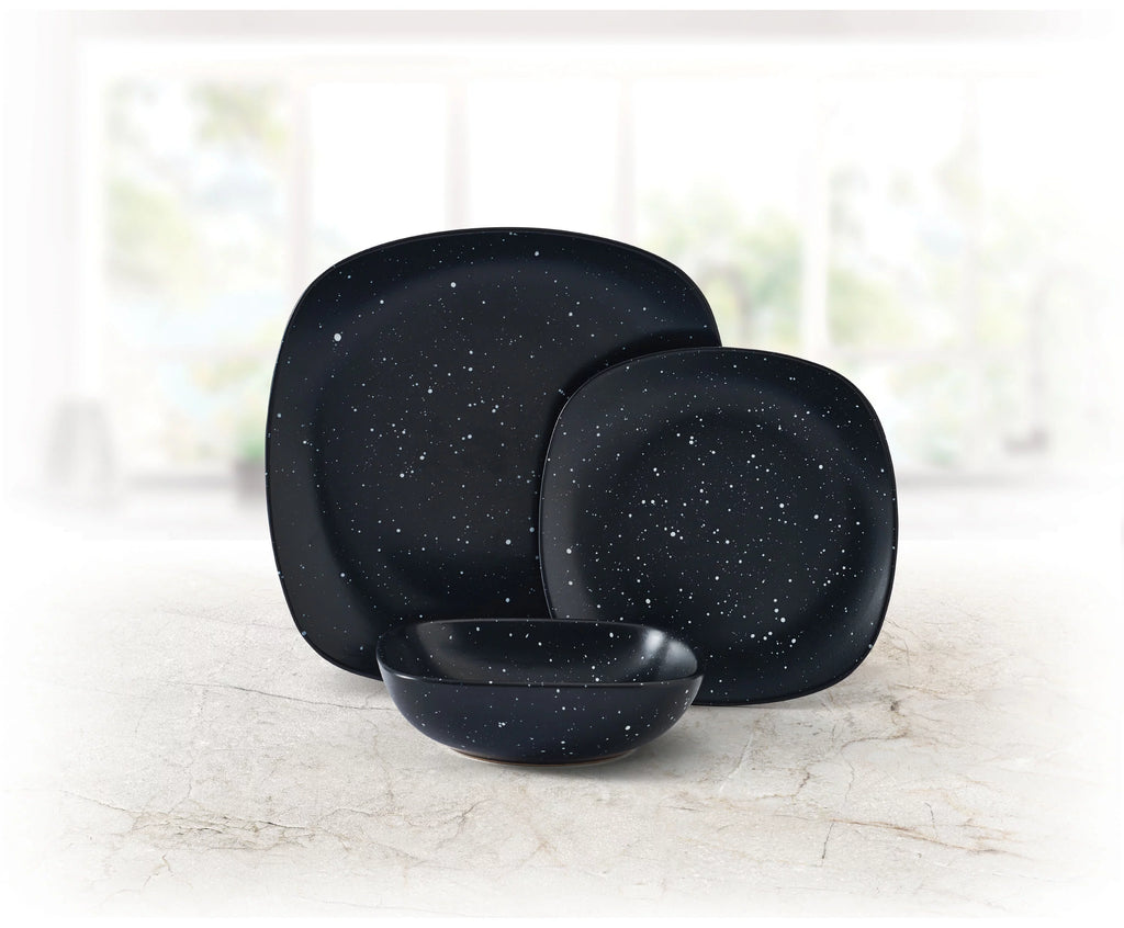 12-piece Black Speckle Stoneware Dinnerware Set K728